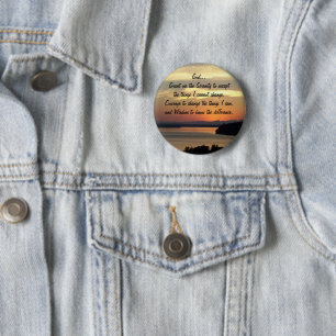 Serenity Prayer Orange Seascape Sunset 2 Inch Round Button