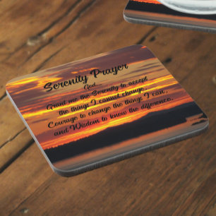 Serenity Prayer Orange Sunset Coaster