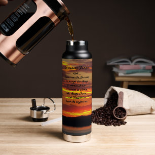 Serenity Prayer Orange Sunset Landscape Water Bottle