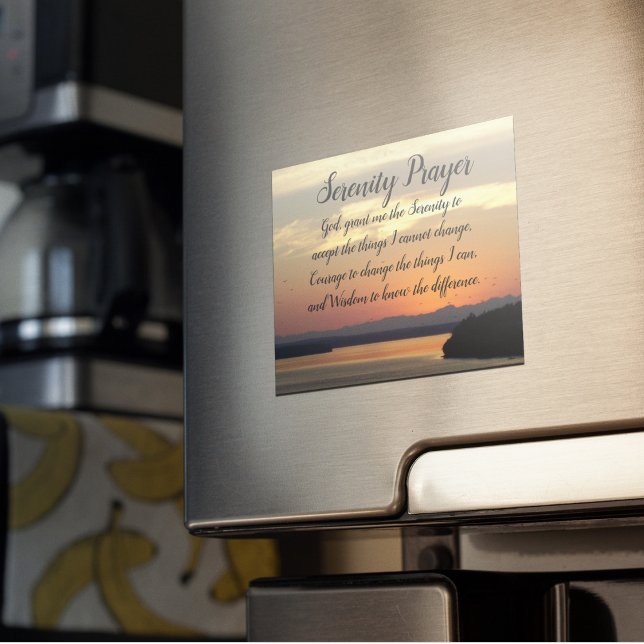 Serenity Prayer Orange Sunset Photo Magnetic Card (In Situ)
