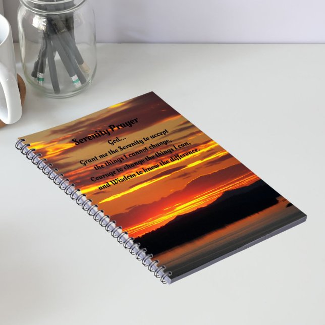 Serenity Prayer Orange Sunset Photo Notebook (In Situ)