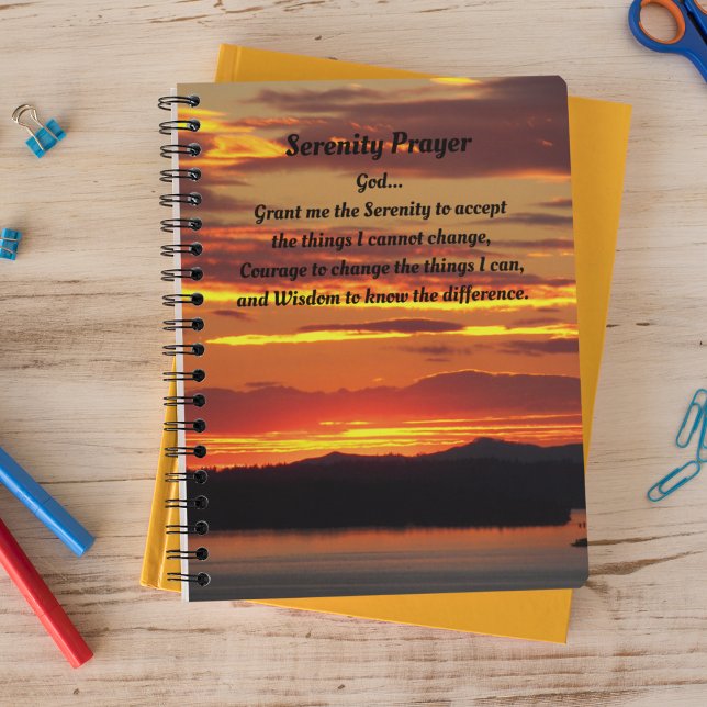 Serenity Prayer Orange Sunset Photo Notebook (In Situ)