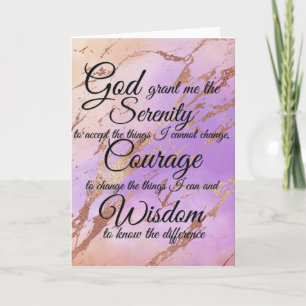 Serenity Prayer over pink, gold, rose gold back Card
