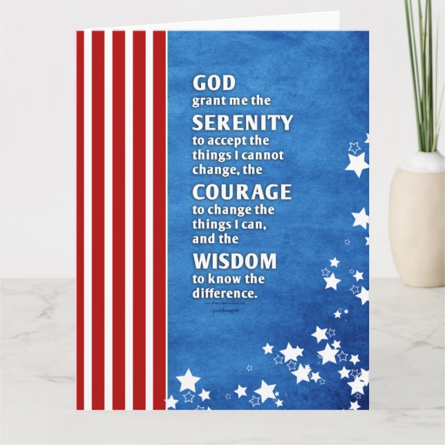 Serenity Prayer: Patriotic USA, Strength/Recovery Card (Front)