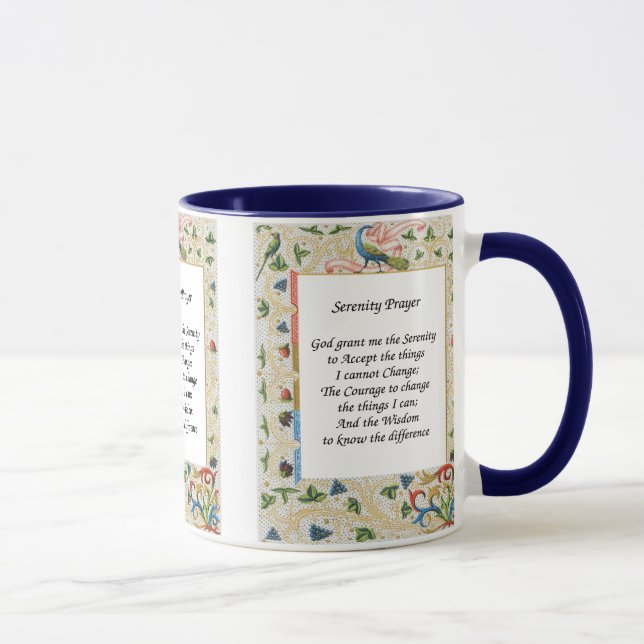 Serenity Prayer Peacock Design Motivational Mug (Right)