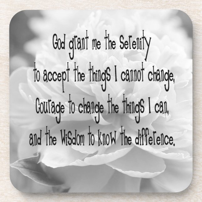 Serenity Prayer Peony Coaster (Front)