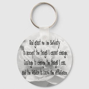 Serenity Prayer Peony Keychain