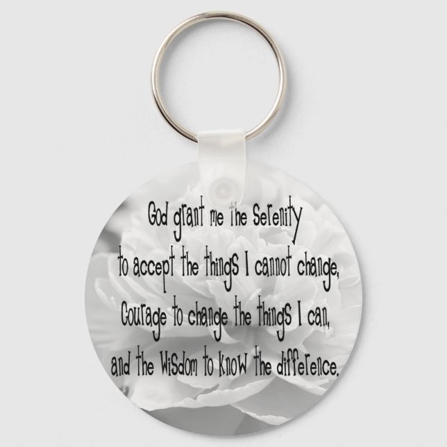 Serenity Prayer Peony Keychain (Front)