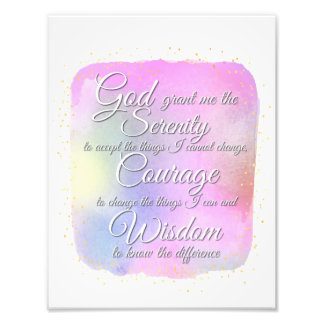 Serenity Prayer Pink and Gold Dots Photo Print