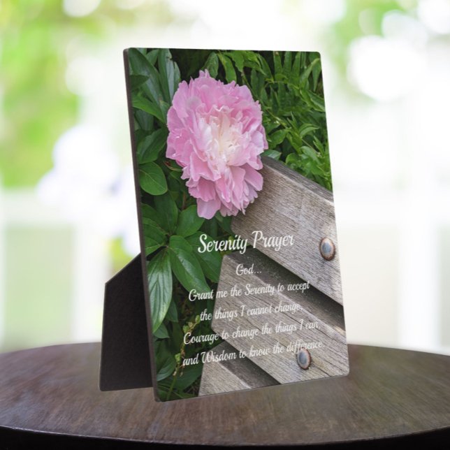 Serenity Prayer Pink Peony Bloom Floral Plaque (In Situ)
