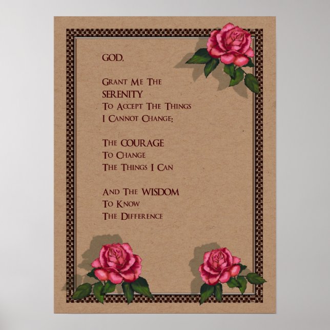 Serenity Prayer: Pink Roses: Original Art Poster (Front)