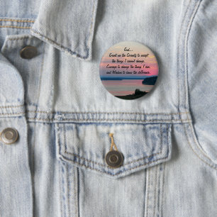 Serenity Prayer Pink Seascape Sunset 2 Inch Round Button