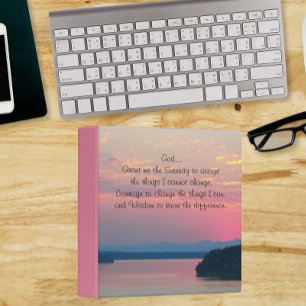 Serenity Prayer Pink Seascape Sunset Binder