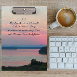 Serenity Prayer Pink Seascape Sunset Clipboard
