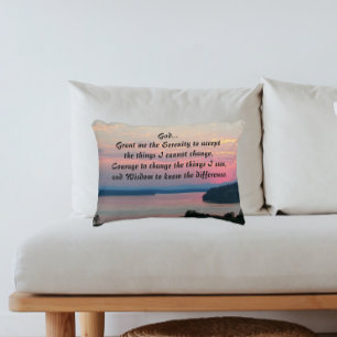 Serenity Prayer Pink Seascape Sunset Decorative Pillow