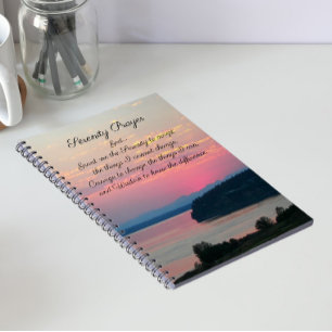 Serenity Prayer Pink Seascape Sunset Photo Noteboo Notebook