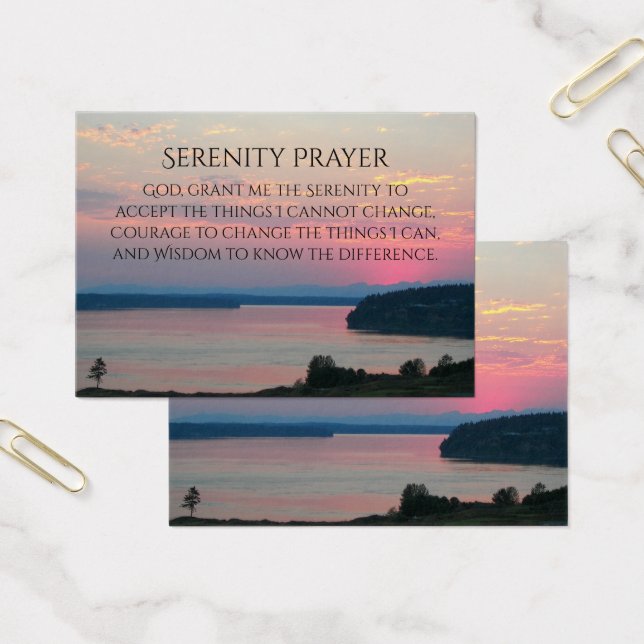 Serenity Prayer Pink Seascape Sunset Profile Card (Office)