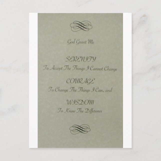 Serenity Prayer Poem Postcard (Front)