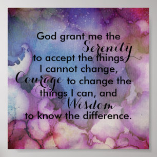 Serenity prayer poster quote abstract watercolor