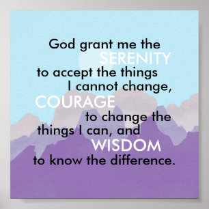 Serenity prayer quote abstract mountains design poster