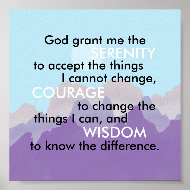 Serenity prayer quote abstract mountains design poster (Front)