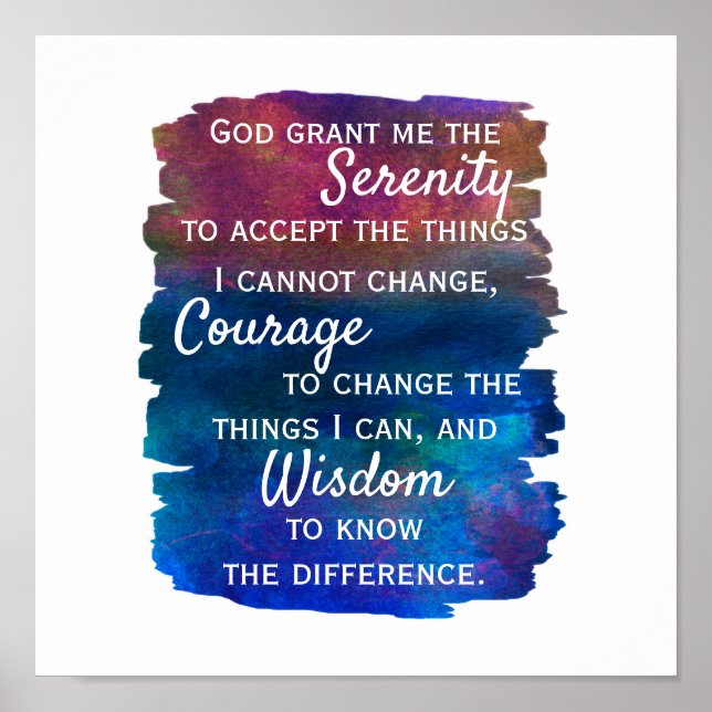 Serenity prayer quote bold paint strokes design poster (Front)