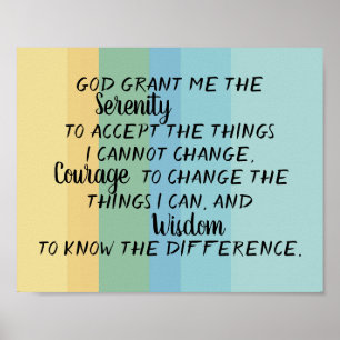 Serenity prayer quote on stripe design poster
