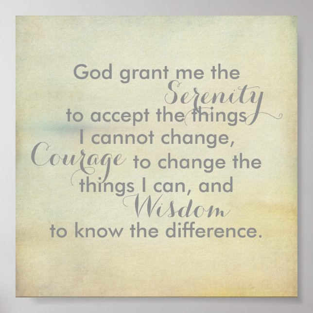 Serenity prayer quote poster vintage style (Front)