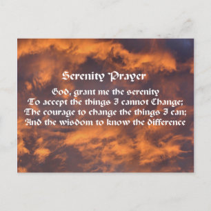 Serenity Prayer Sky Clouds Affirmations Postcard