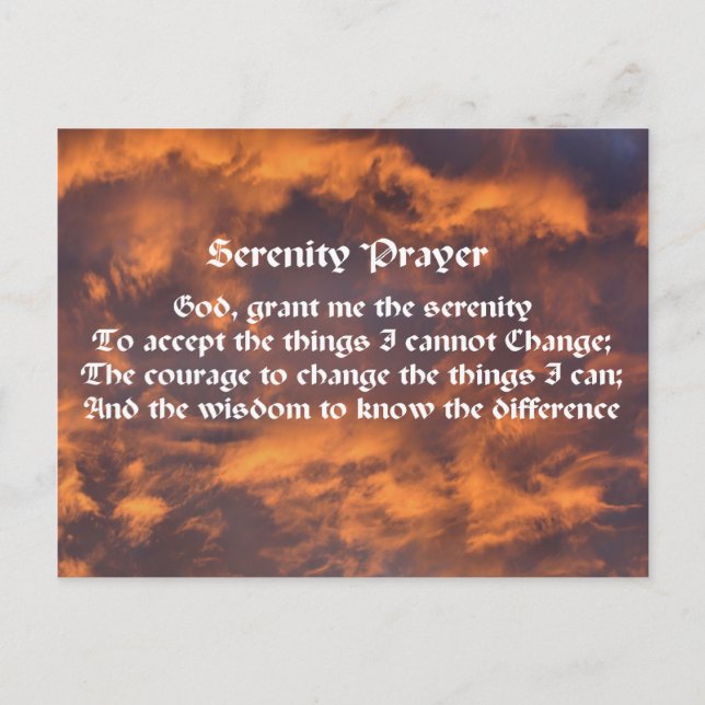 Serenity Prayer Sky Clouds Affirmations Postcard (Front)