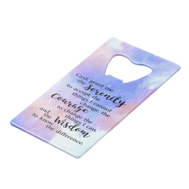 Serenity Prayer Stainless Steel Bottle Opener Credit Card Bottle Opener (Front Angled)