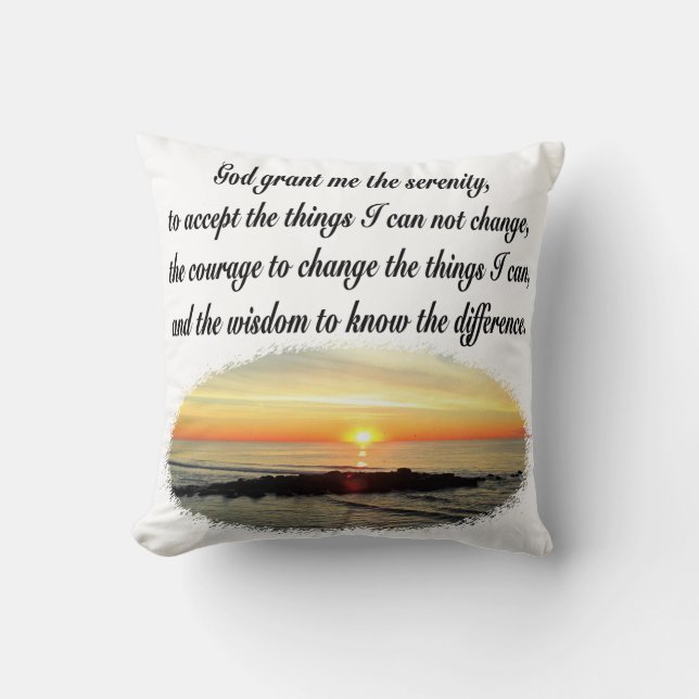 SERENITY PRAYER SUNRISE PHOTO DESIGN THROW PILLOW (Front)