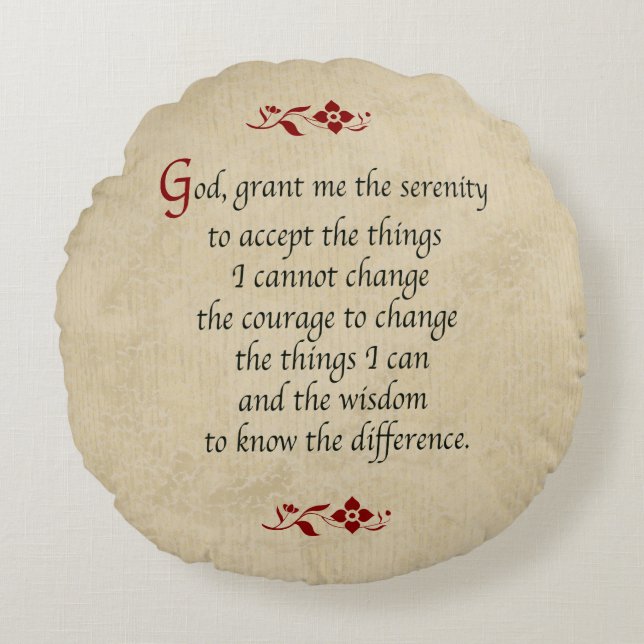 Serenity Prayer/Vintage Style Round Pillow (Front)