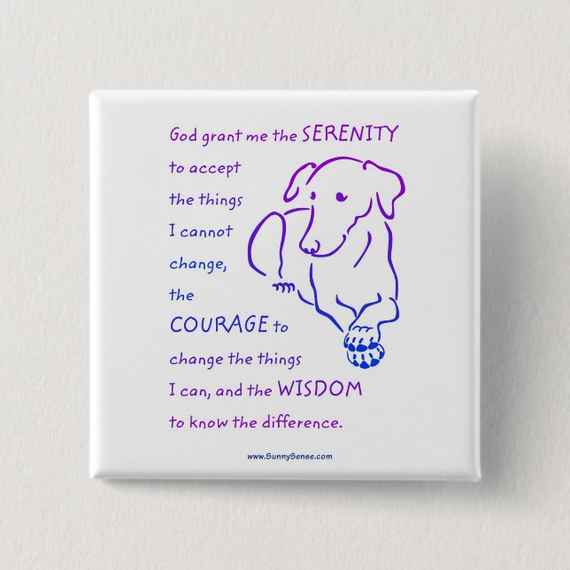 Serenity Prayer w/Dog buttons (Front)