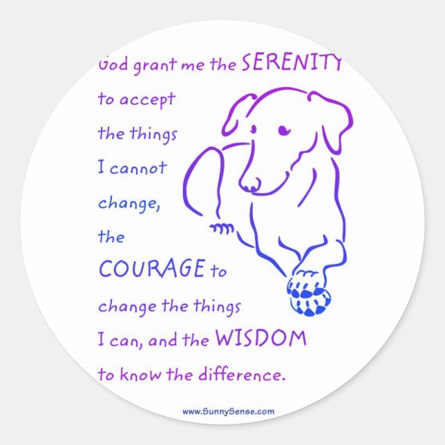 Serenity Prayer w/Dog stickers (Front)