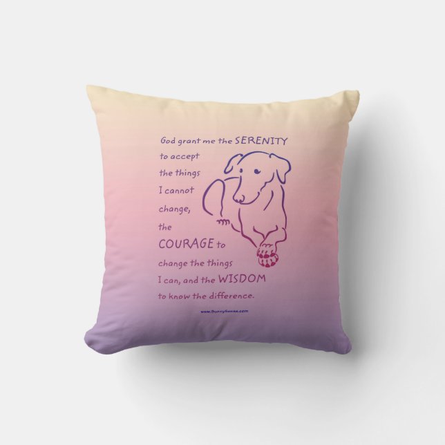 Serenity Prayer w/Dog Throw Pillow (Front)