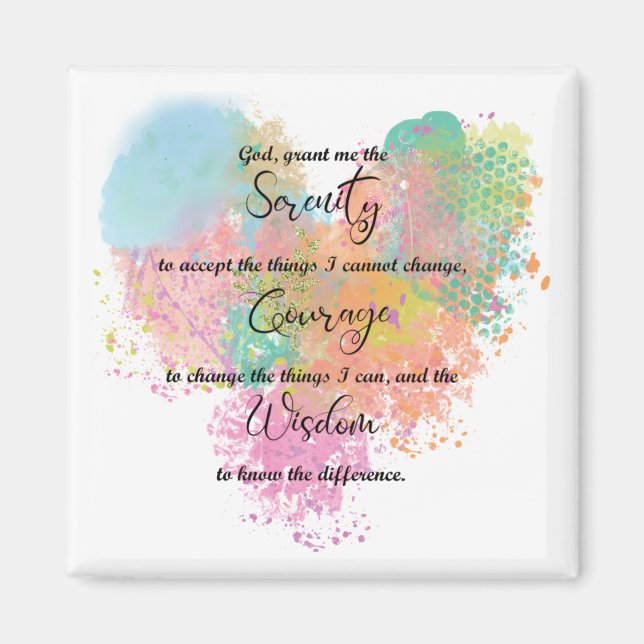 Serenity Prayer Watercolor Magnet (Front)