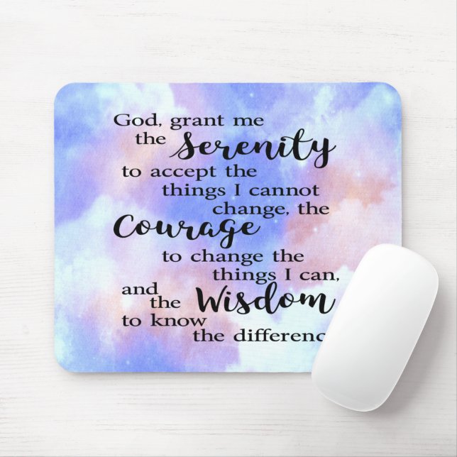 Serenity Prayer Watercolor Mouse Pad (With Mouse)