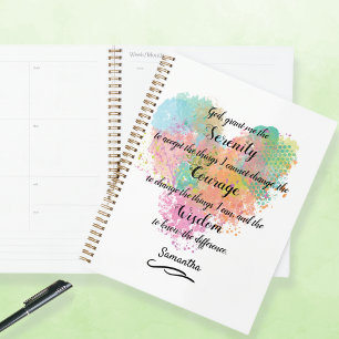 Serenity Prayer Watercolor Planner Notebook