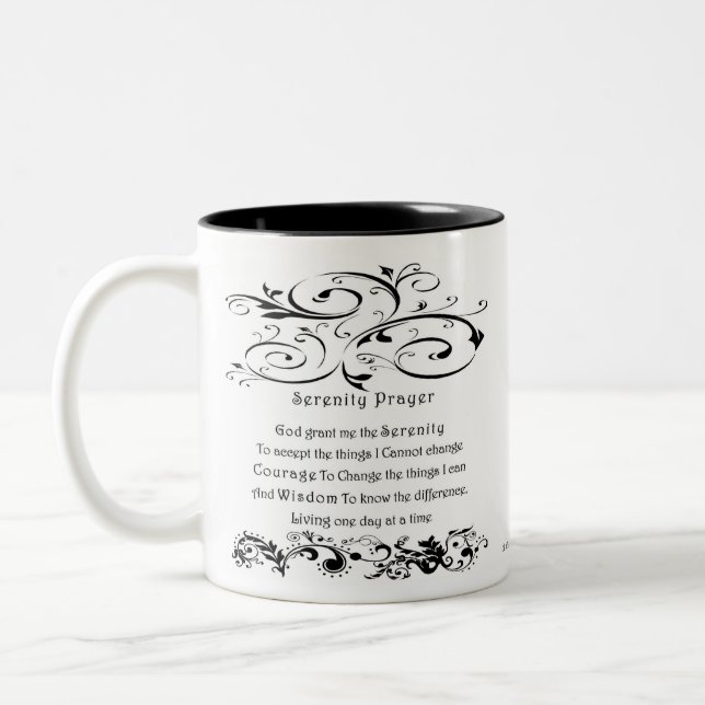 Serenity Prayer White Two-Tone Coffee Mug (Left)