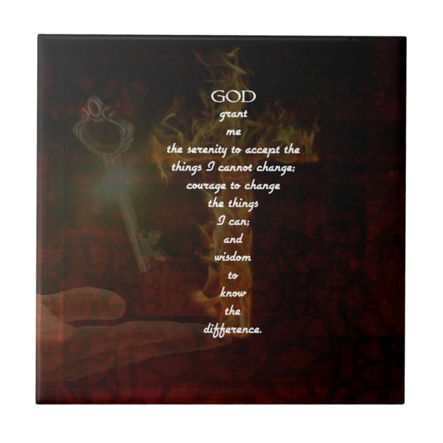 Serenity Prayer With Beautiful Christian Art Tile (Front)