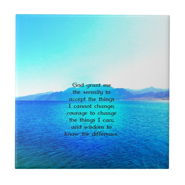 Serenity Prayer With Blue Ocean and Amazing Sky Tile (Front)