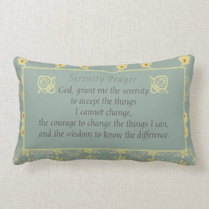 Serenity Prayer with Daisies on Grey Lumbar Pillow