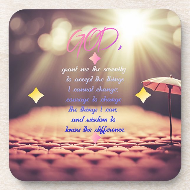 Serenity Prayer With Inspiring Christian Art Coaster (Front)