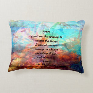 Serenity Prayer With Inspiring Underwater Art Accent Pillow
