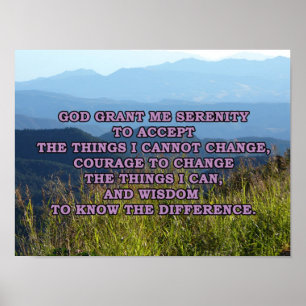 Serenity Prayer with Mountains Poster