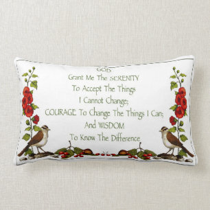 Serenity Prayer With Nature Border: Hand Drawn Lumbar Pillow