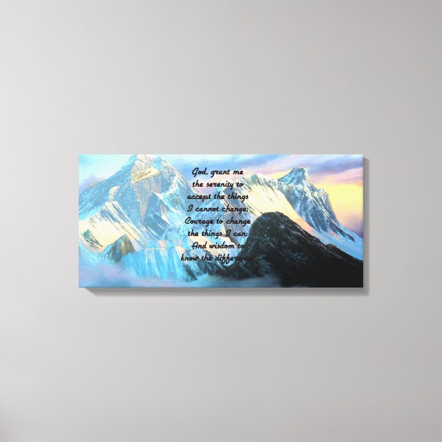 Serenity Prayer With Panoramic View Mount Everest Canvas Print (Front)