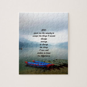 Serenity Prayer With Phewa Lake Panoramic View Jigsaw Puzzle