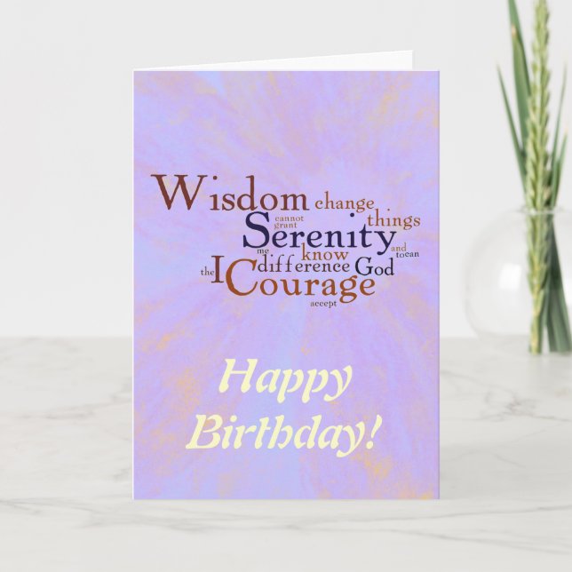 Serenity Prayer Wordle on abstract Card (Front)